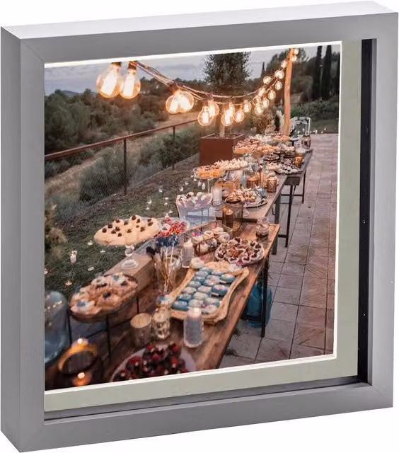Nicola Spring Grey 3D Box Photo Frame with 8x8 inch Mount