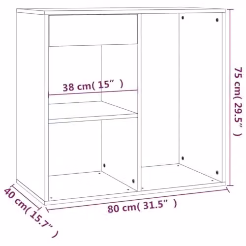 vidaXL Cosmetic Cabinet in Grey Sonoma, W: 80 cm, D: 40 cm, H: 75 cm – 3