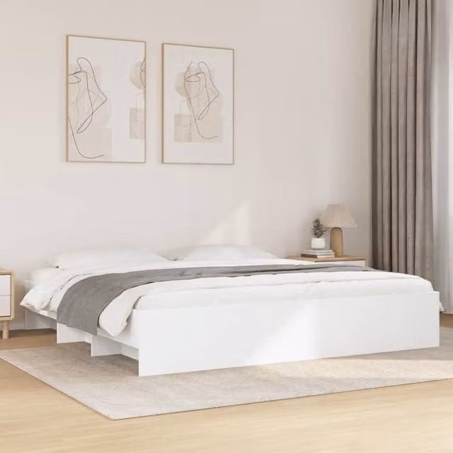 Berkfield Home Super King Bed Frame in White, Engineered Wood, W/D/H: 180 x 200 cm – 1