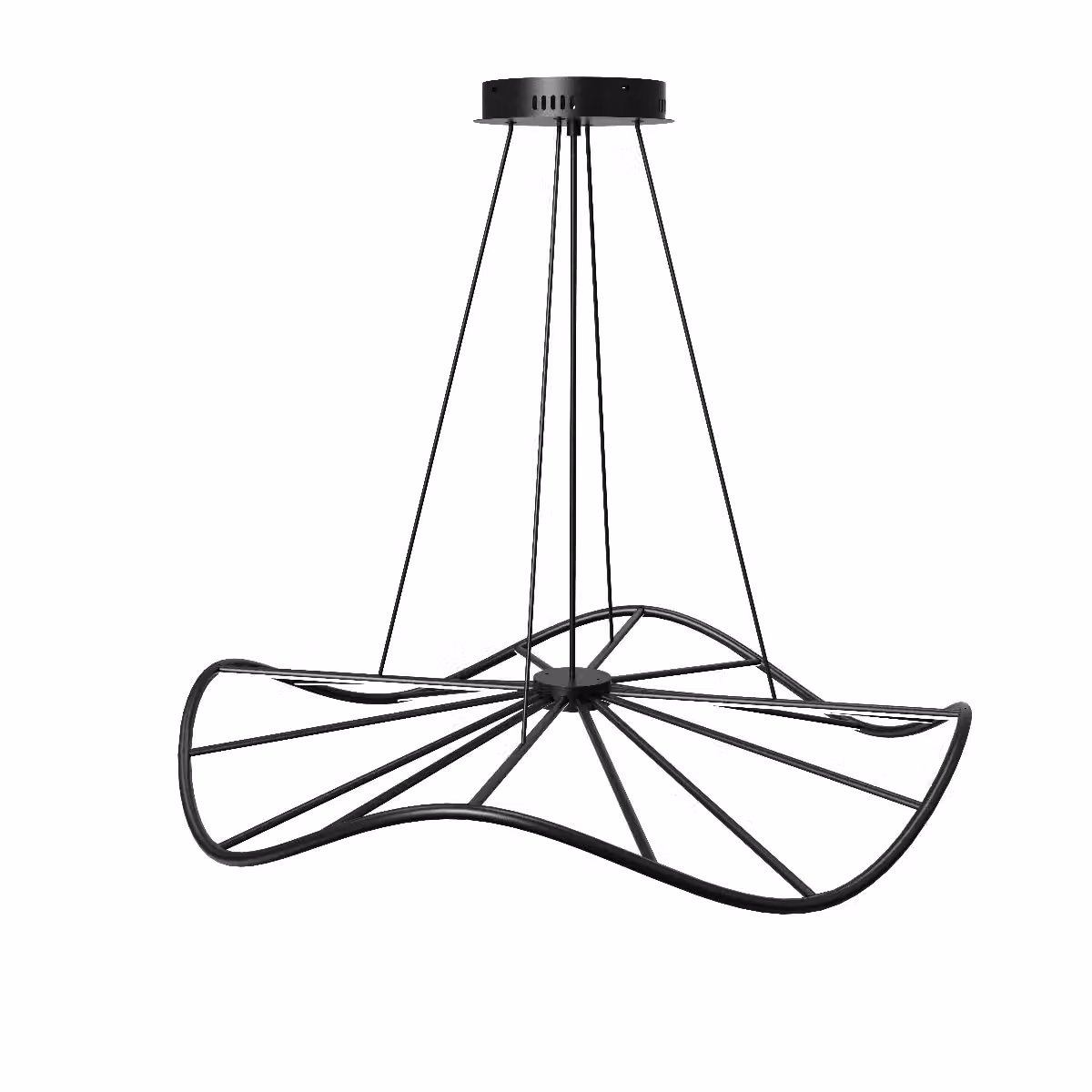 CGC Lighting Paraplu 1 Wave LED Ceiling Pendant Light, Matt Black, Diameter: 60 cm – 3