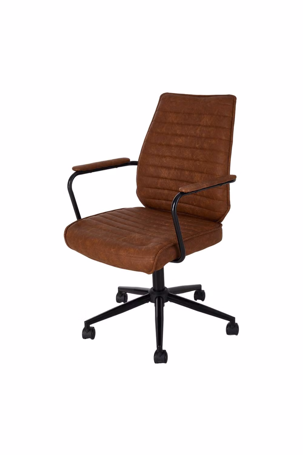 Garden Sanctuary Brown Synthetic Leather Swivel Task Chair with Armrests – 2