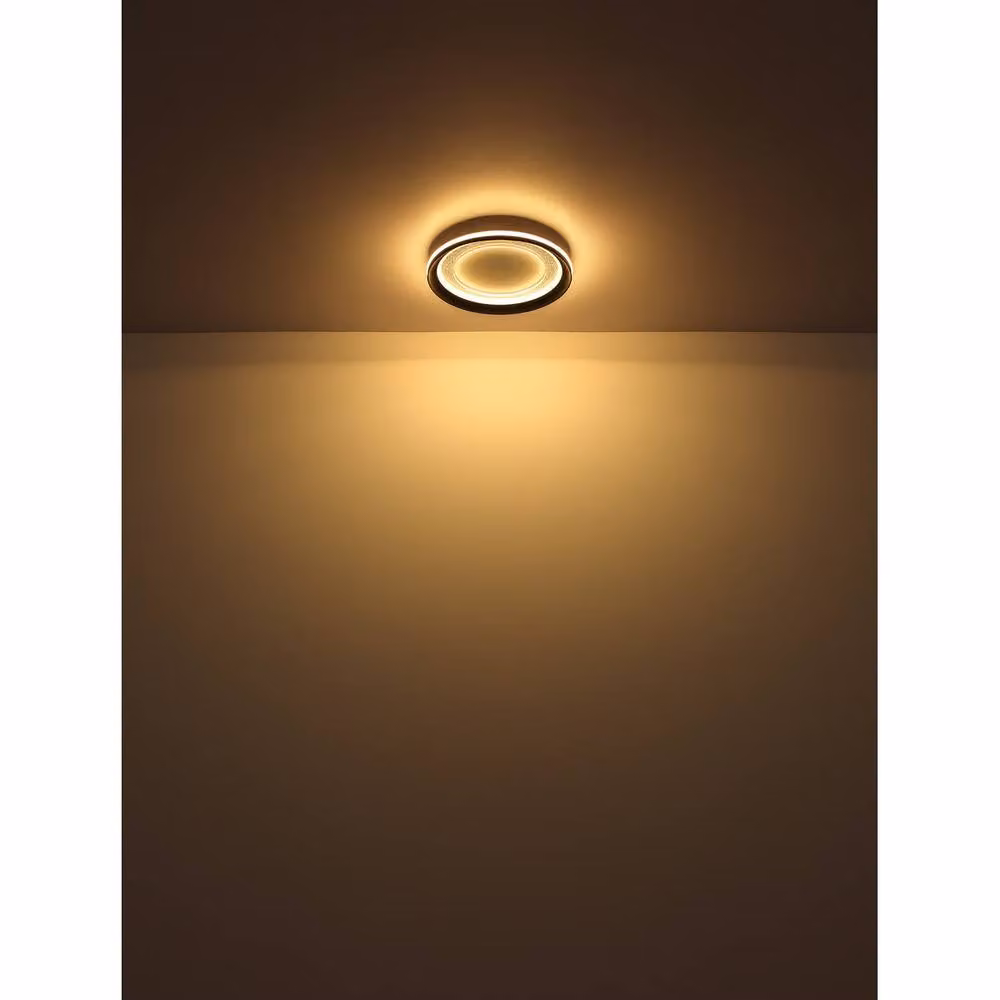 Netlighting Clarino Modern Round Semi Flush Ceiling Light in Black with White LED 3000K – 3