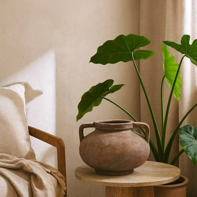 Wyld Haus Meadowhaze Pelike Brown Ceramic Stoneware Vase, H 31.0 cm x W 24.0 cm x D 24.0 cm