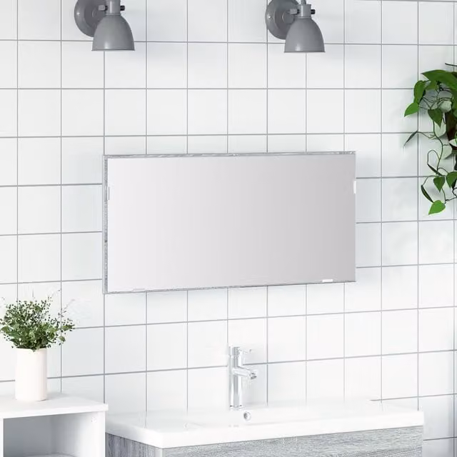 Berkfield Home Wall Mounted Bathroom Mirror Cabinet with Integrated LED Lighting in Grey Sonoma, W: 80 cm, D: 37 cm