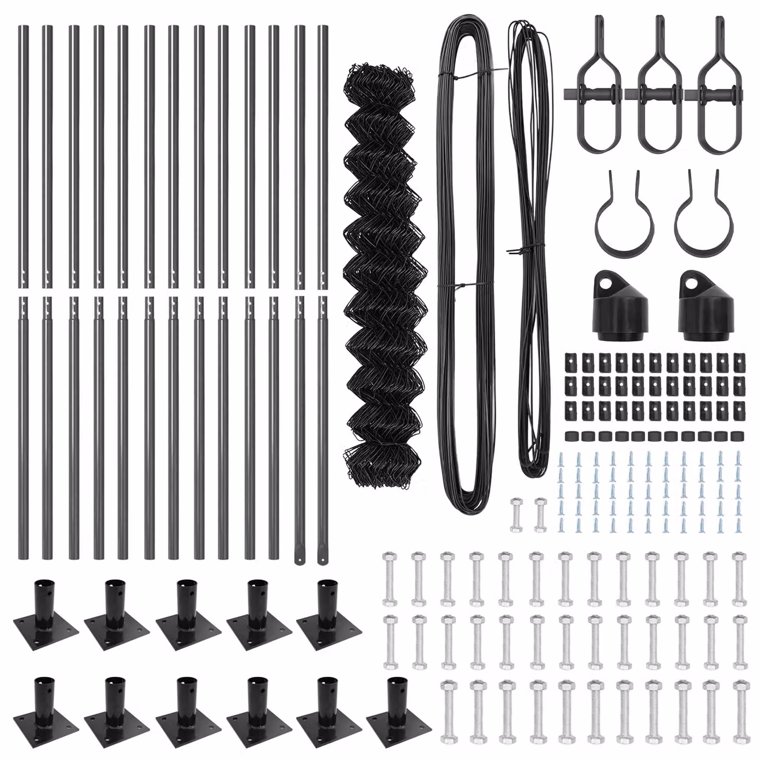 Berkfield Home Grey Galvanised Steel Chain Link Fence with 13 Flanged Posts, 0.8 x 25 m – 3