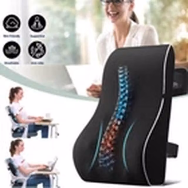 Havendro Black Memory Foam Lumbar and Back Support Pillow with Breathable Removable Mesh Cover for Car Seats