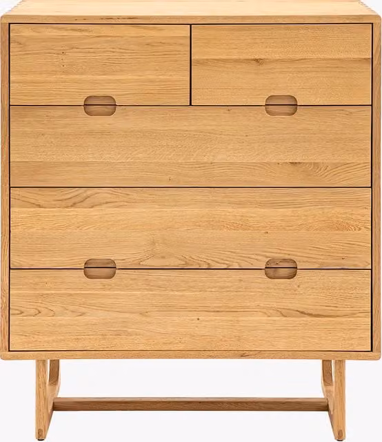 Perch & Parrow Scandinavian Oak 5 Drawer Chest in Sand