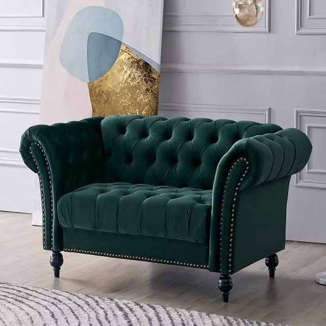 Mayfield Green Velvet 2 Seater Chesterfield Sofa