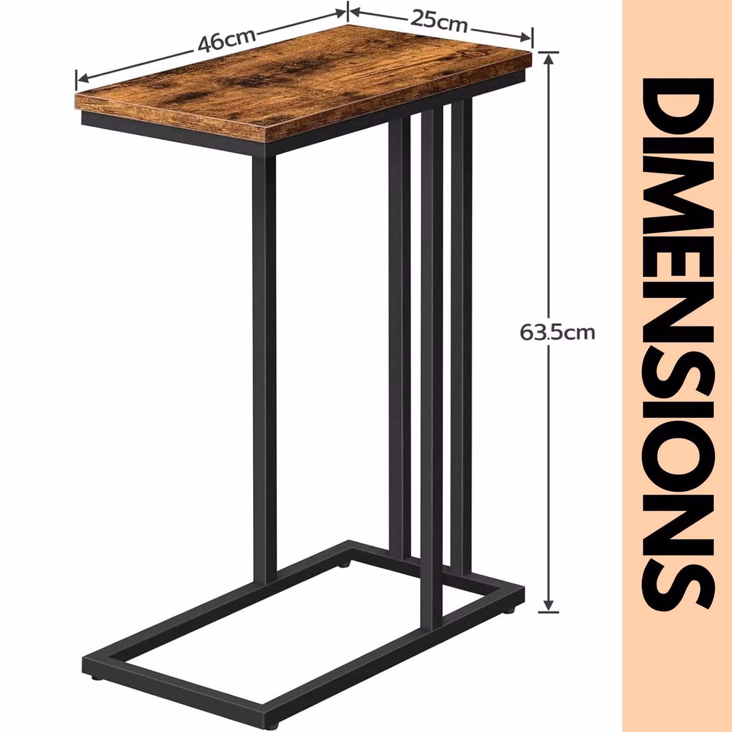 Rafaelo Mobilia C-Shaped Side Table in Brown and Black – 4