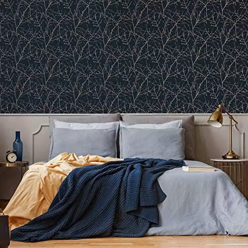 Graham & Brown Superfresco Easy Innocence Branch Navy and Copper Metallic Wallpaper with Traditional Botanical Tree Design – 2