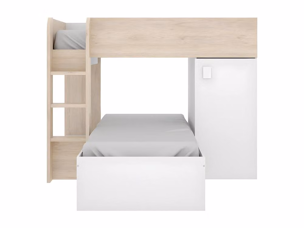 Vente-unique Reversible Corner Bunk Beds with Storage in Oak and Light Oak, W/D/H: 190 x 90 x 150 cm – 2