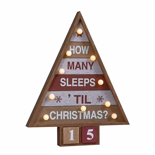 Samuel Alexander Rustic Brown Wooden Christmas Countdown Tabletop Decoration with LED Lights, Height: 42 cm – 3
