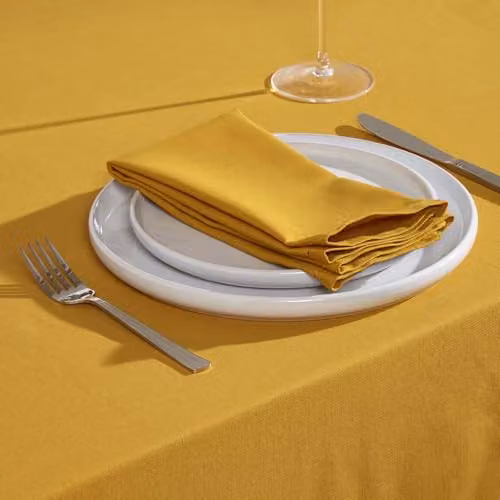 Homescapes Set of 4 Plain Yellow Cotton Napkins, 45 x 45 cm – 2