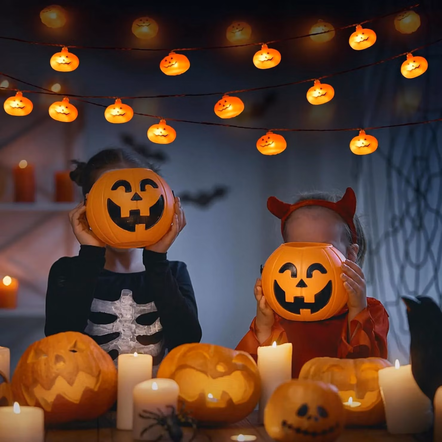 Garwarm Spooky Pumpkin 20 LED Waterproof Battery Operated Halloween String Lights in Orange – 5