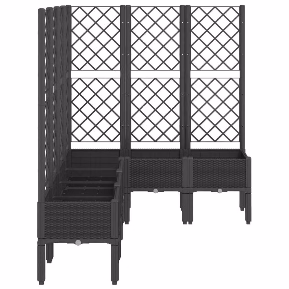 Berkfield Home Garden Planter with Trellis in Black, W/D/H: 160 x 120 x 142 cm – 4