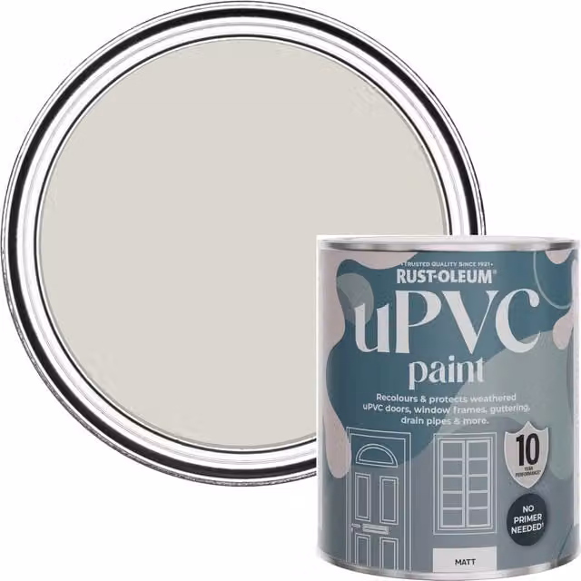 Rust-Oleum Water-Based uPVC Door and Window Paint in Matt Grey, 0.75 l – 1