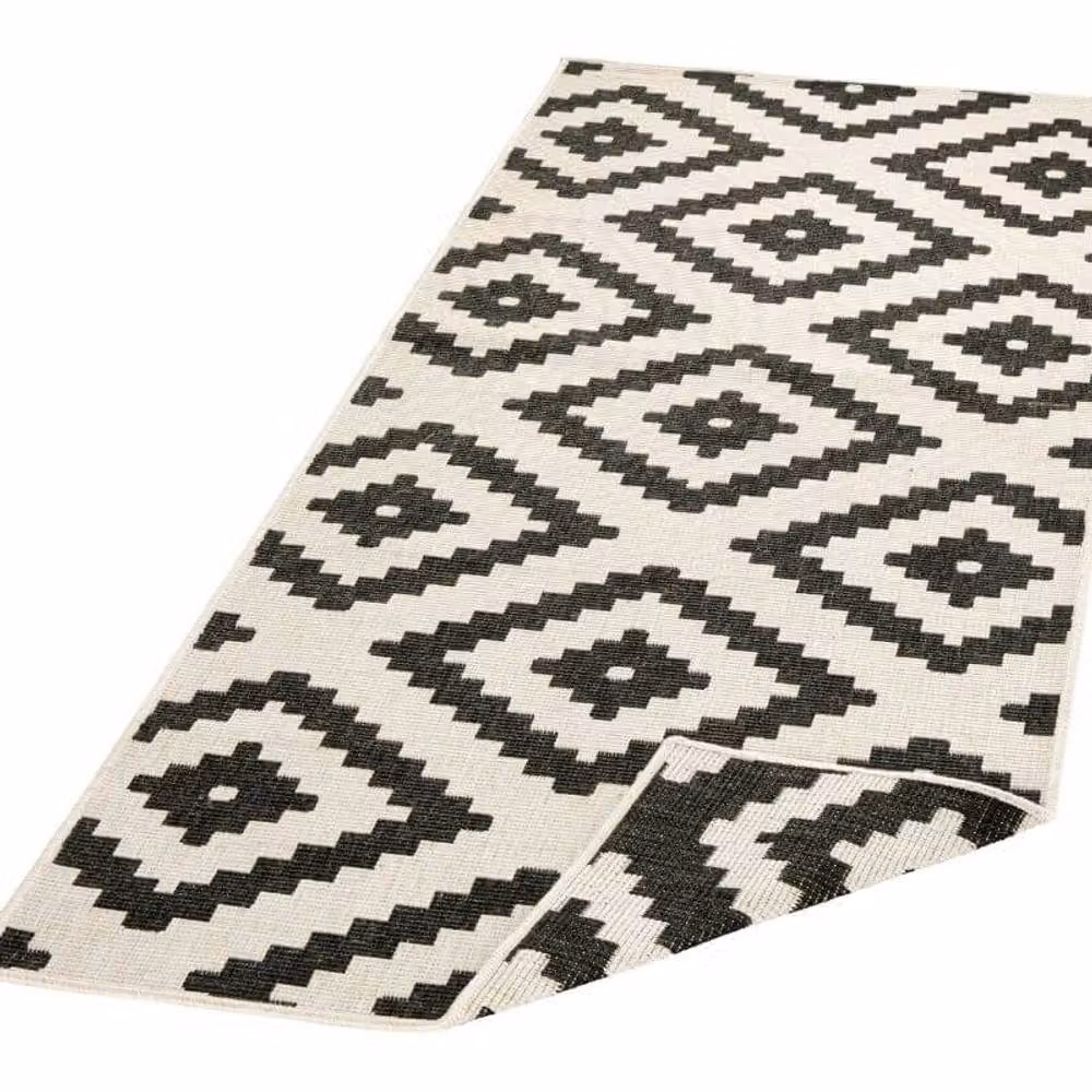 THE RUGS Malta Reversible Indoor Outdoor Flatweave Polypropylene Rug in Black, W: 160 cm, L: 230 cm – 6