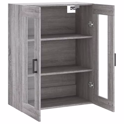 vidaXL Modern Wall Mounted Cabinet with Glass Doors in Grey, W/D/H: 69.5 x 34.0 x 90.0 cm – 4
