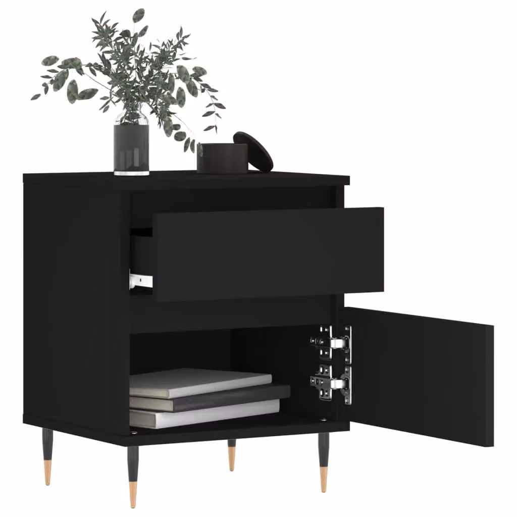 Berkfield Home Modern Black Bedside Cabinet W/D/H: 40 x 35 x 50 cm – 3