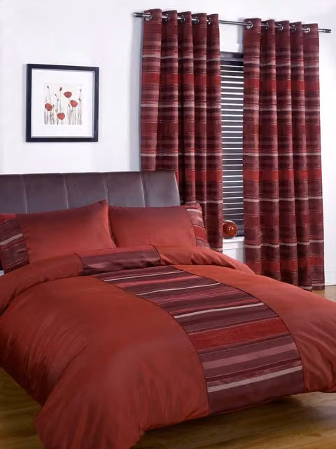 Rapport Home Red Striped Polycotton Duvet Cover and Pillowcase Set, W: 140 cm, H: 200 cm