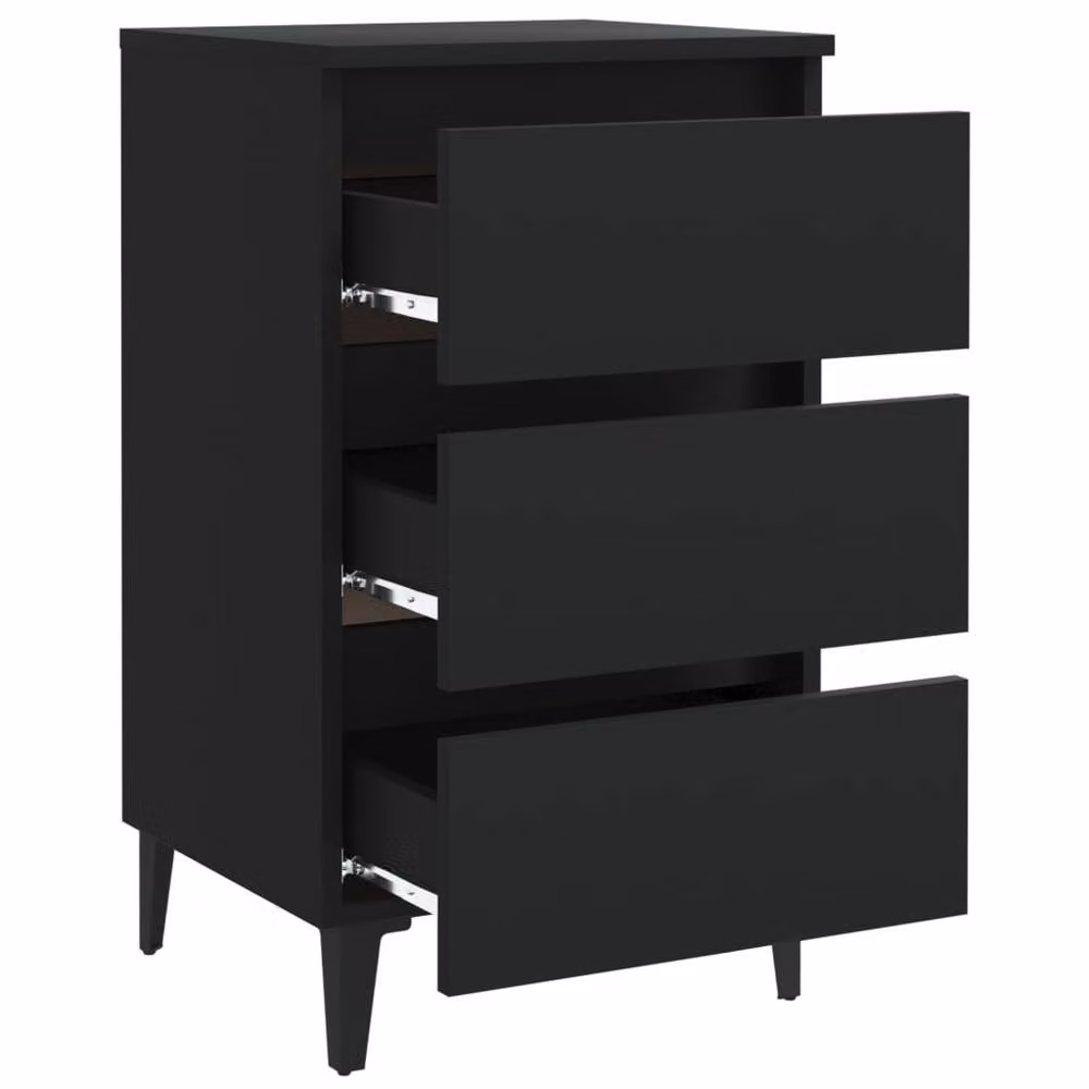 Berkfield Home Bed Cabinet with Metal Legs in Black, W: 40 cm, D: 35 cm, H: 69 cm – 4