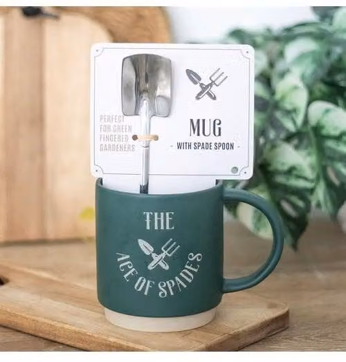 KDMD Ace of Spades Ceramic Mug with Spade Spoon in Petrol