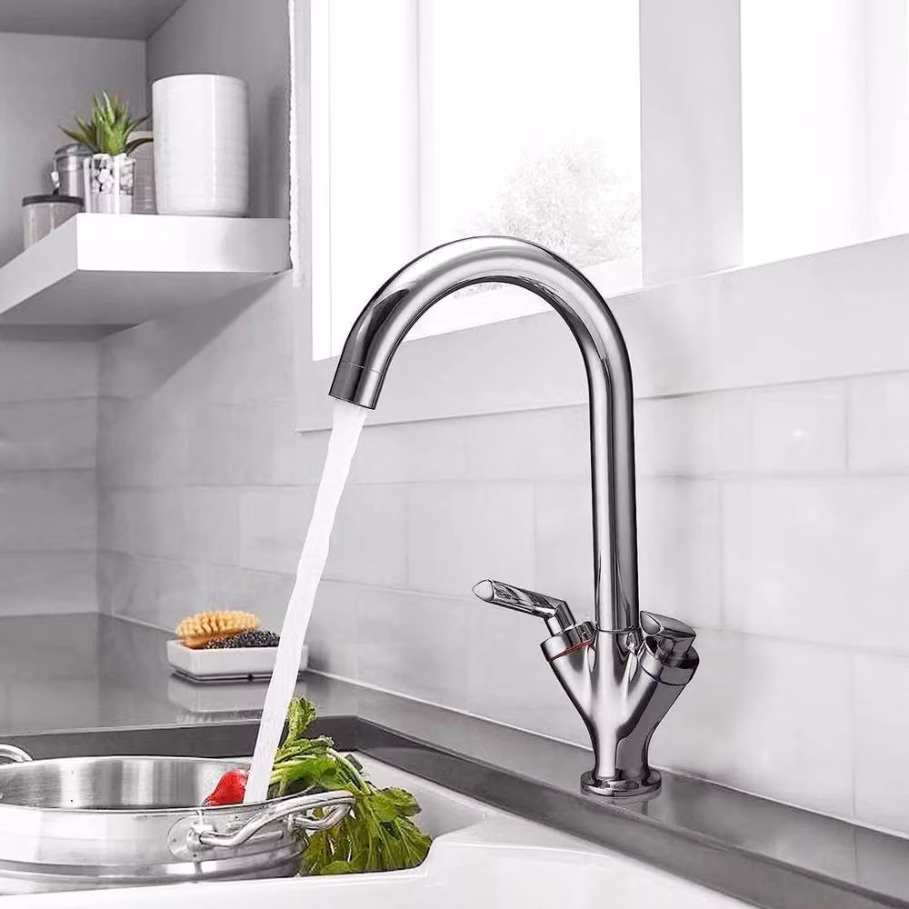 Kelvenix Kitchen Sink Mixer Tap in Silver Chrome, W: 52 cm – 2