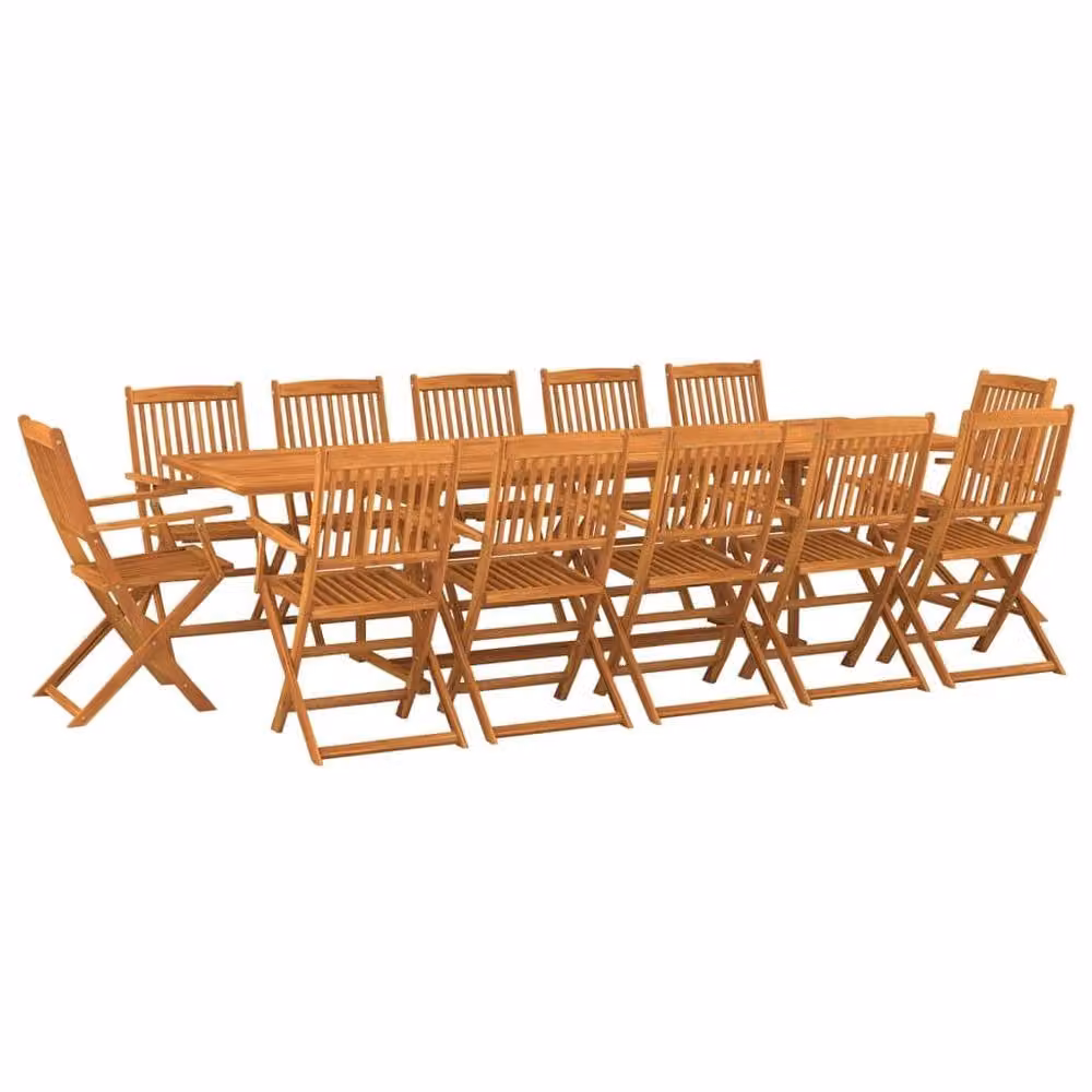 Berkfield Home 13 Piece Rustic Garden Dining Set in Brown Oiled Solid Acacia Wood – 2