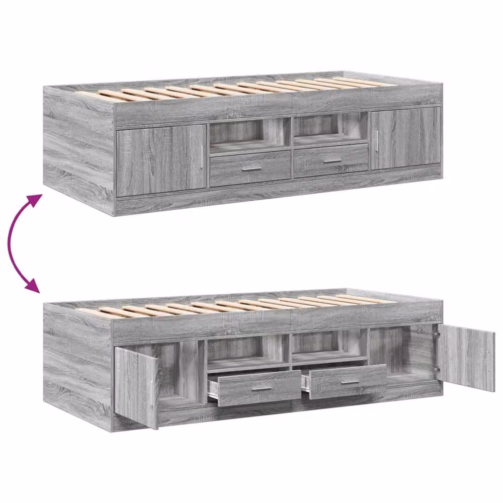 Berkfield Home Grey Daybed with Drawers, W/D/H: 90 x 200 cm – 3