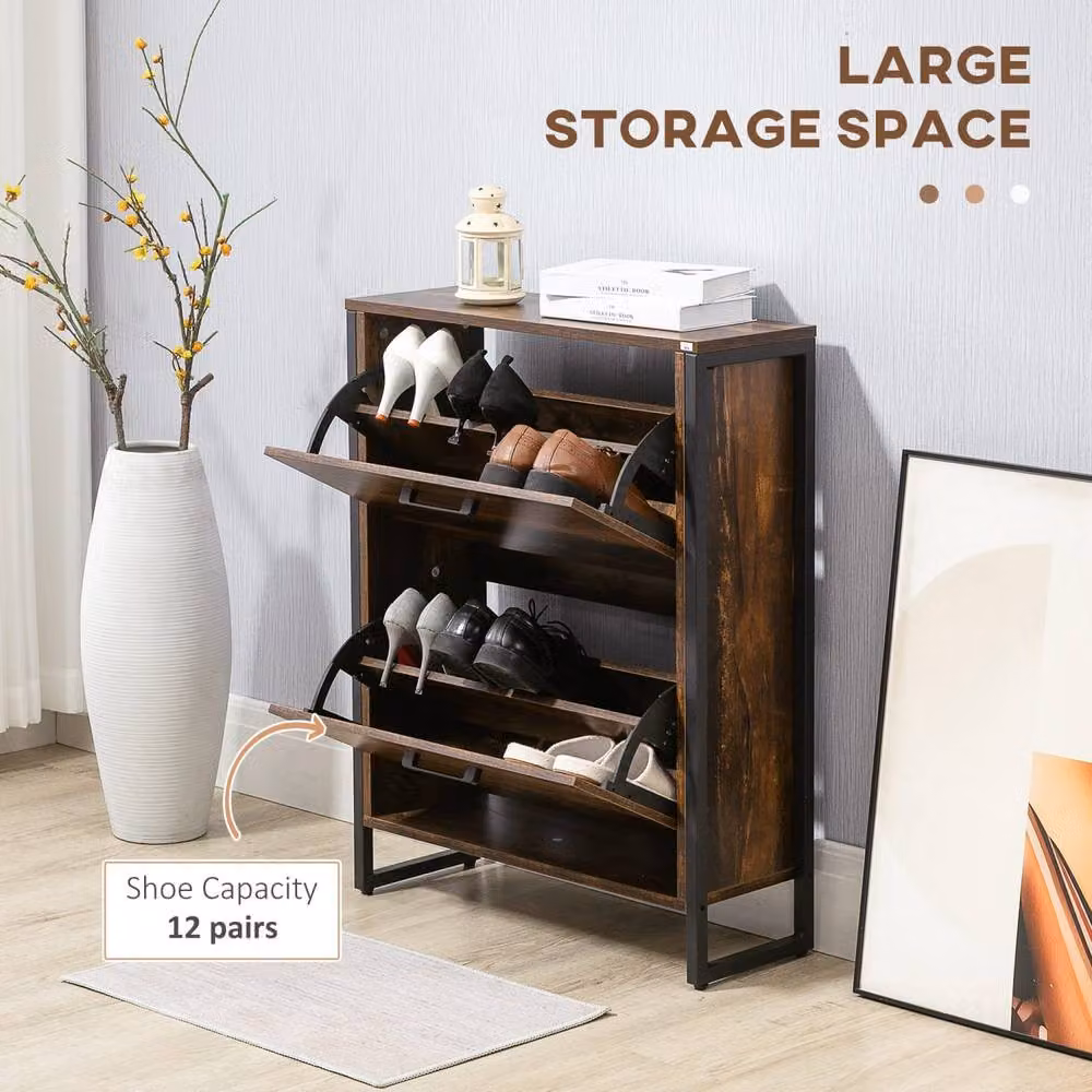 Wyld Haus Conine 2 Door Wood Effect Shoe Cabinet in Sand and Brown, W/D/H: 64 x 23.5 x 85 cm – 3