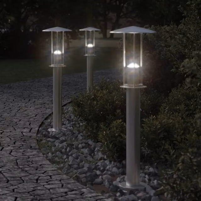 Berkfield Home Silver Stainless Steel Outdoor Floor Lamp, Height: 60 cm – 1