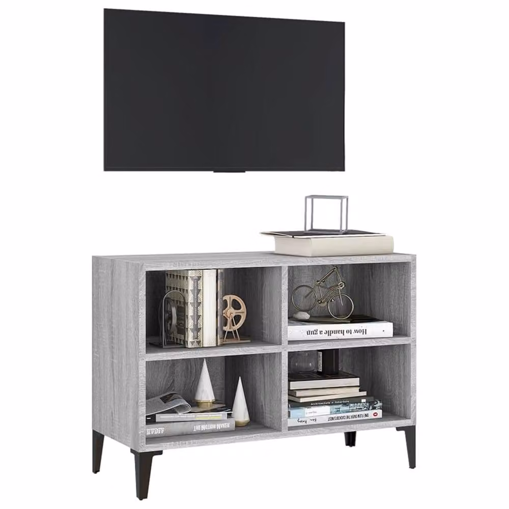 Berkfield Home TV Cabinet in Grey Sonoma with Metal Legs, W: 69.5 cm, D: 30 cm, H: 50 cm – 3