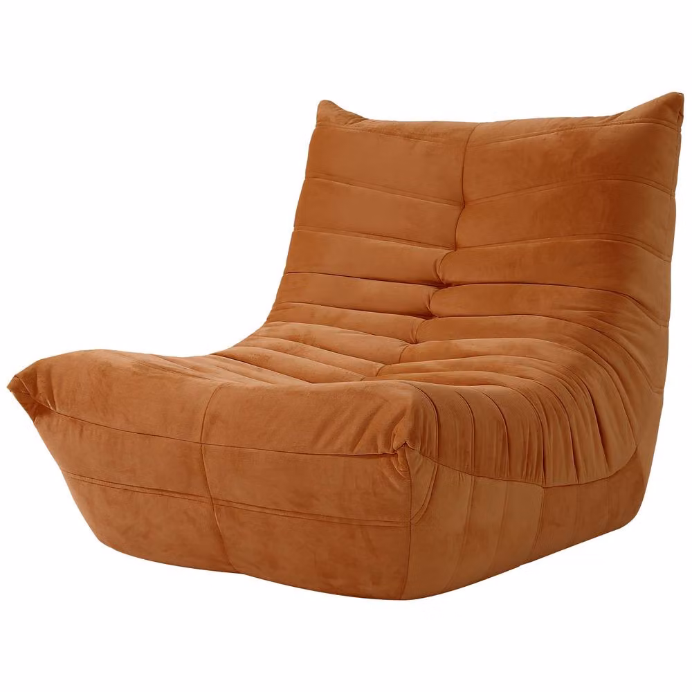 Dprodo Brown Ergonomic Lazy Floor Sofa Couch with Microfibre Fabric and Shredded Memory Foam – 4