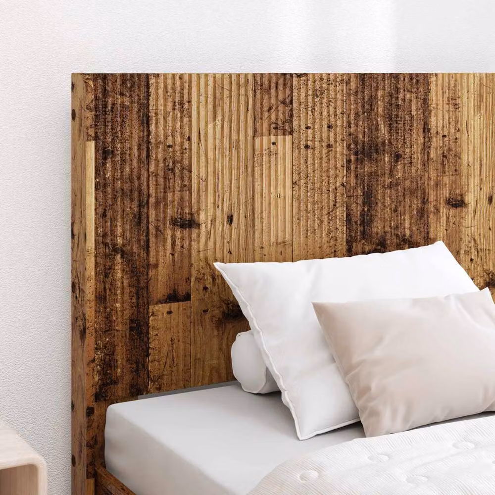 Berkfield Home Bed Frame with Headboard and Side Compartment Storage, Old Wood Brown, W/D/H: 90 x 200 cm – 3