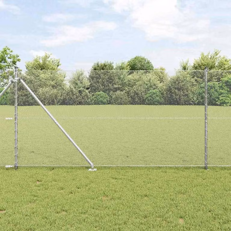 Berkfield Home Hexagon Fence in Silver Galvanised Steel, 1 x 10 m