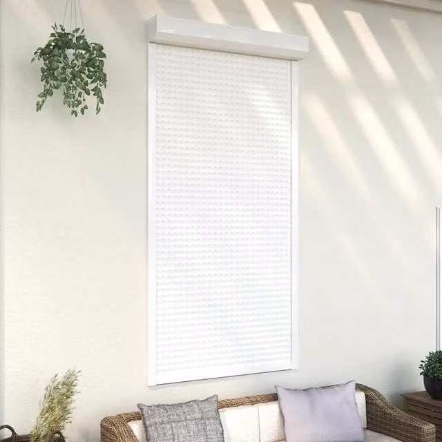Berkfield Home Manual Aluminium Roller Shutter, White, W: 110 cm, H: 220 cm