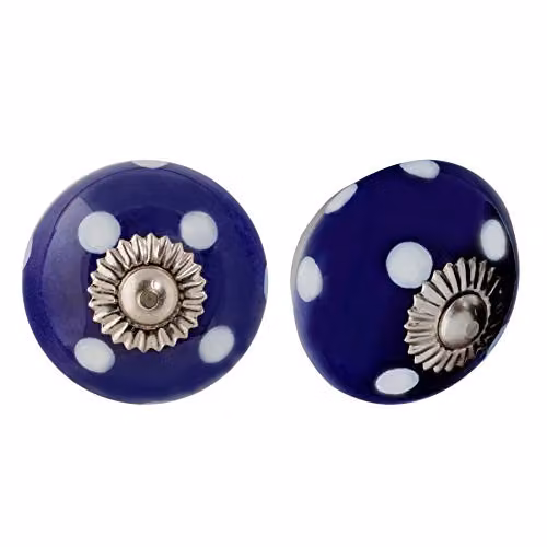 Nicola Spring Blue Polished Ceramic Cabinet Knobs, Pack of 6