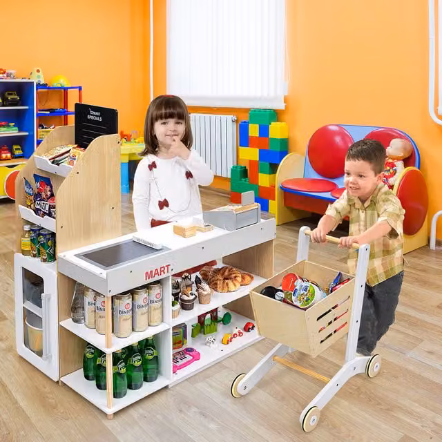 Costway Everyday Pretend Play Grocery Store Toy in White