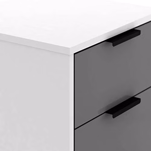 Seconique Madrid 3 Drawer Bedside Table in Grey and White Gloss – 4
