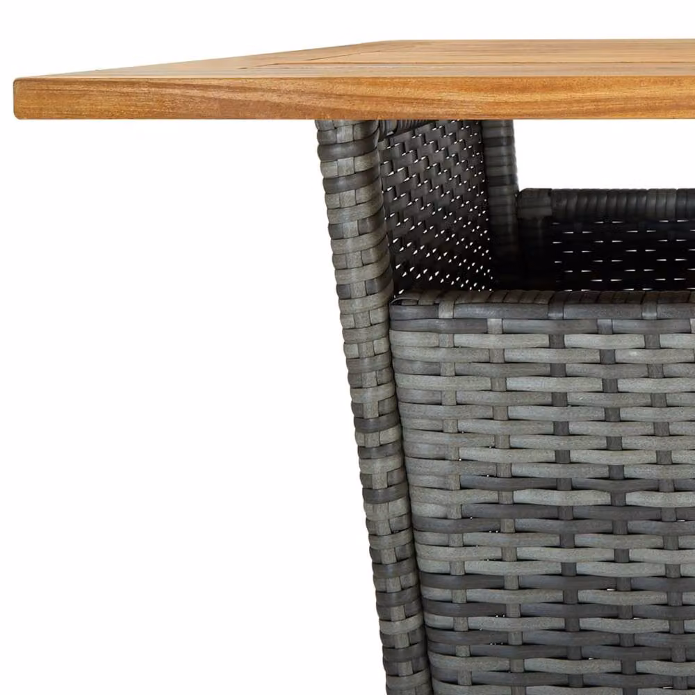 Berkfield Home Grey Poly Rattan and Solid Acacia Wood Bar Table, W/D/H: 60 x 60 x 110 cm – 4