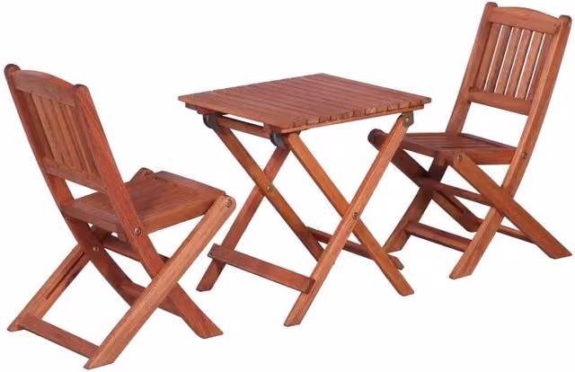 Berkfield Home 3 Piece Childrens Bistro Set in Brown Solid Eucalyptus Wood