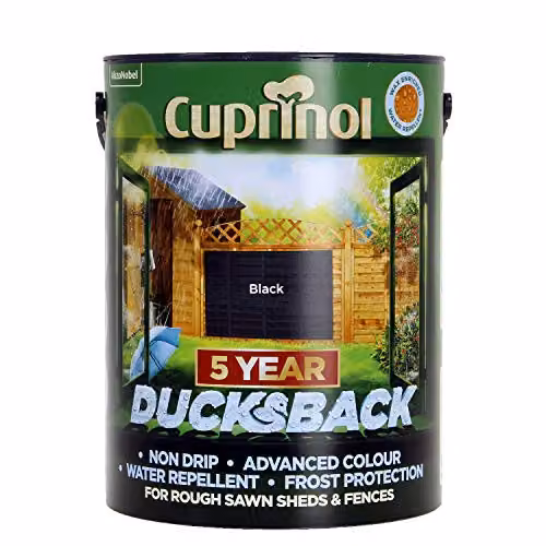 Cuprinol Ducksback Shed and Fence Paint, Black, 5L – 1