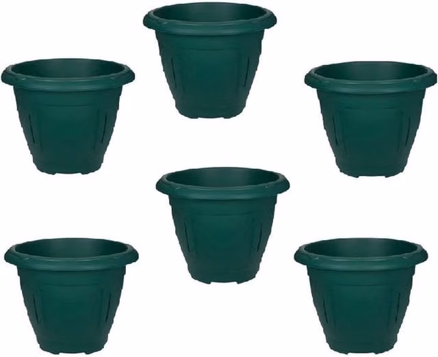 Whitefurze Green Round Venetian Decorative Plastic Garden Flower Planter, Diameter: 24 cm