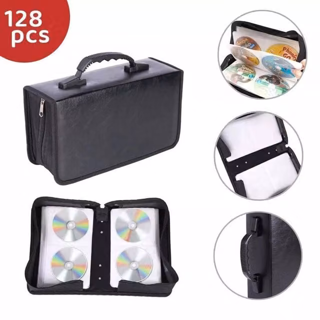 EONLION 128 DVD Disc Storage Bag in Black with Handles – 1