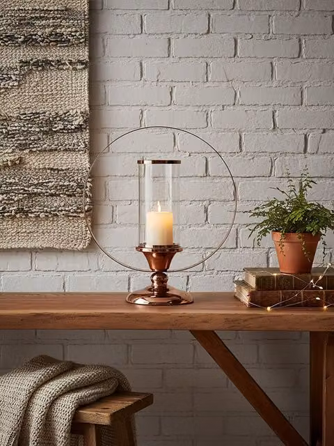 Orsina South Large Metal Pillar Candle Holder in Brown and Bronze – 2