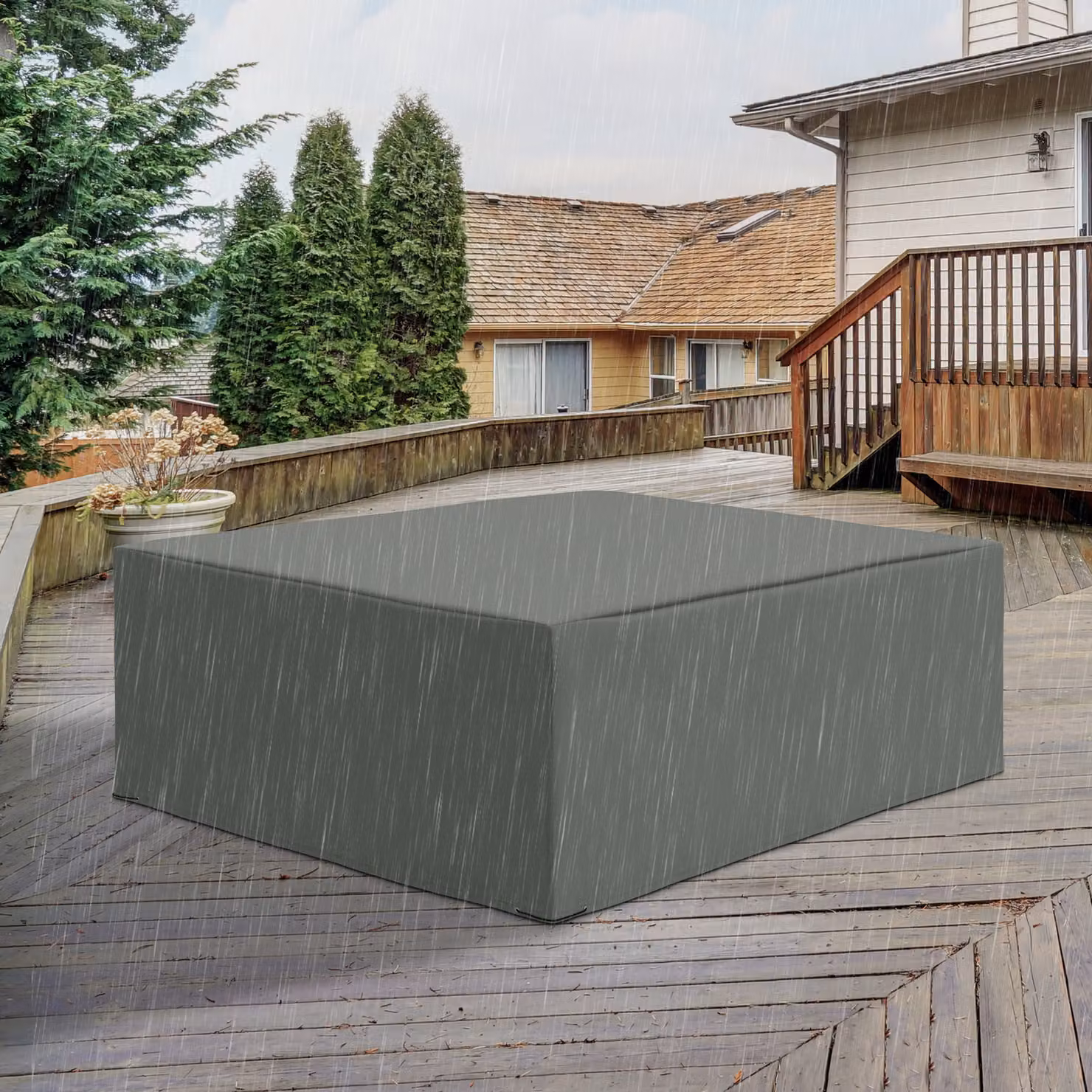 Outsunny Grey Oxford Patio Dining Set Protector, Waterproof and Water Repellent, W: 205 cm, D: 275 cm, H: 90 cm – 2