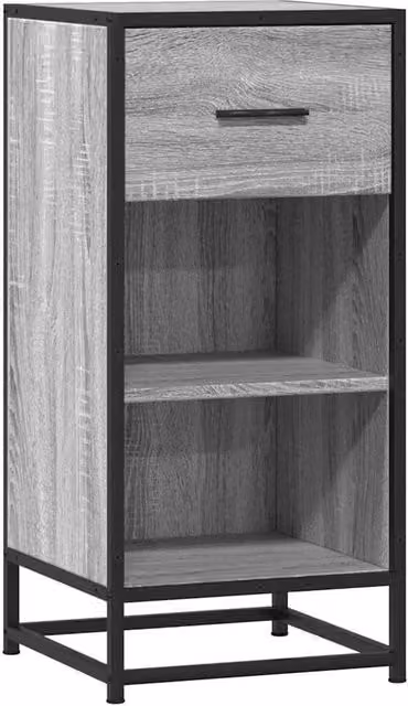 Berkfield Home Grey Industrial Sideboard in Engineered Wood and Metal, W/D/H: 35.5 x 35.0 x 76.0 cm