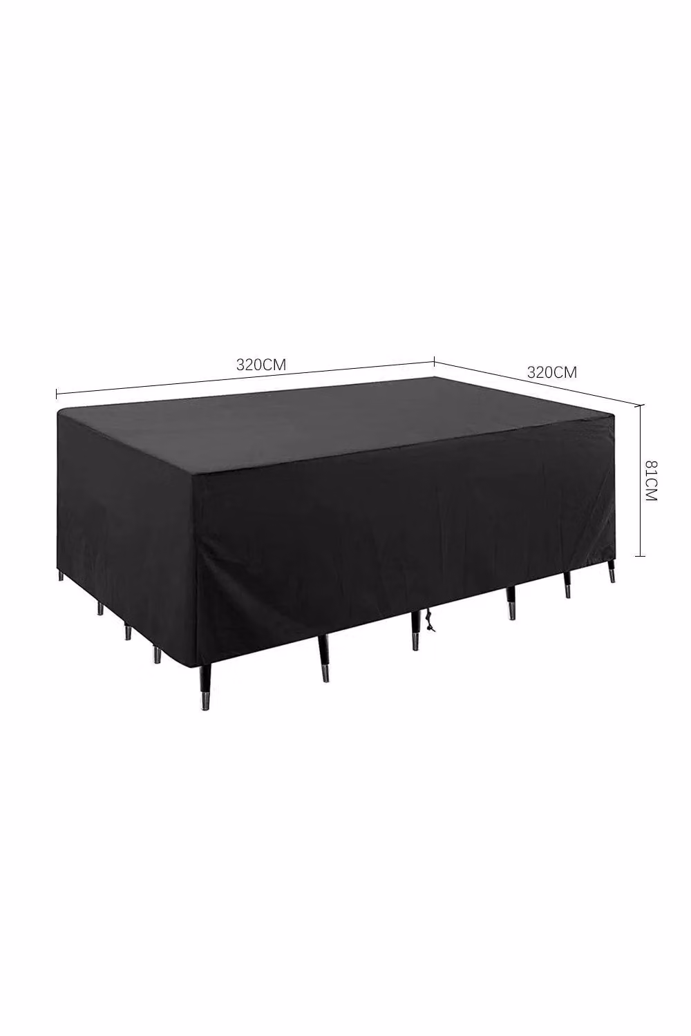 Garden Sanctuary Waterproof Polyester Outdoor Furniture Cover in Black, W/D/H: 320 x 320 x 81 cm – 2