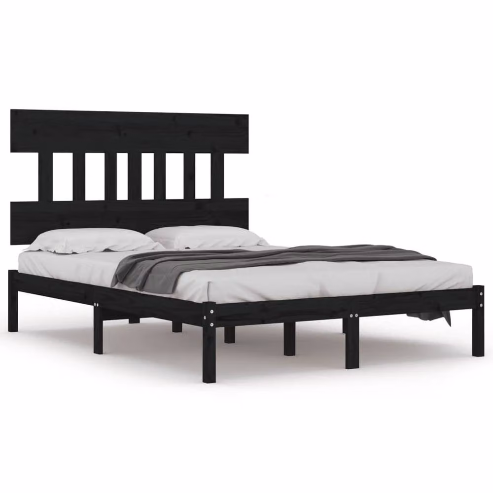 Berkfield Home Beautiful Solid Wood Bed Frame in Black, 200 x 200 cm – 3
