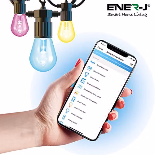 E Smart Wi-Fi RGB+WW LED Sphere String Light with 12 Bulbs and Power Supply, Multicolour, 7.3m – 3